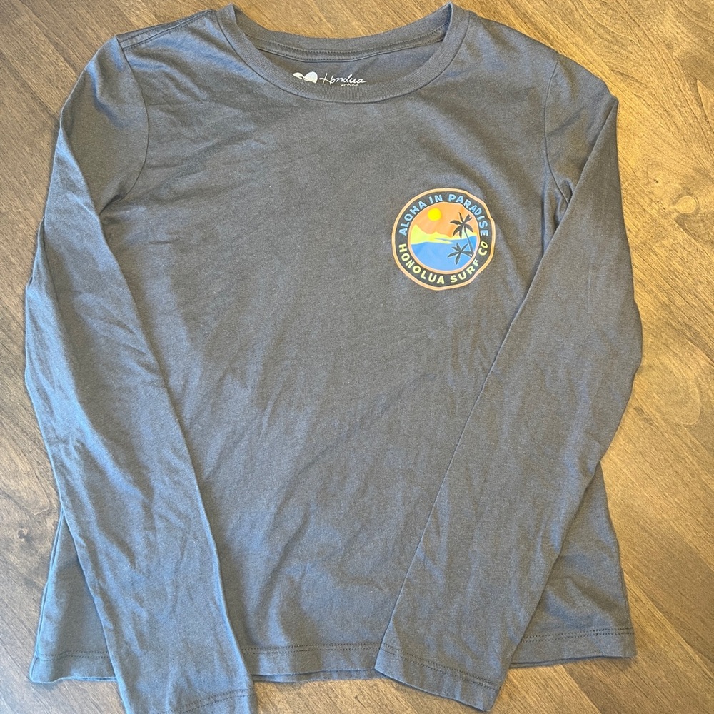 Black and Gray Long Sleeve Crew Neck Tee Casual
